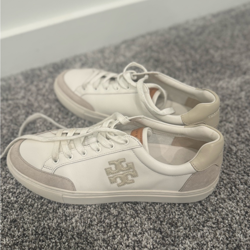 Tory Burch Cream Leather Sneakers